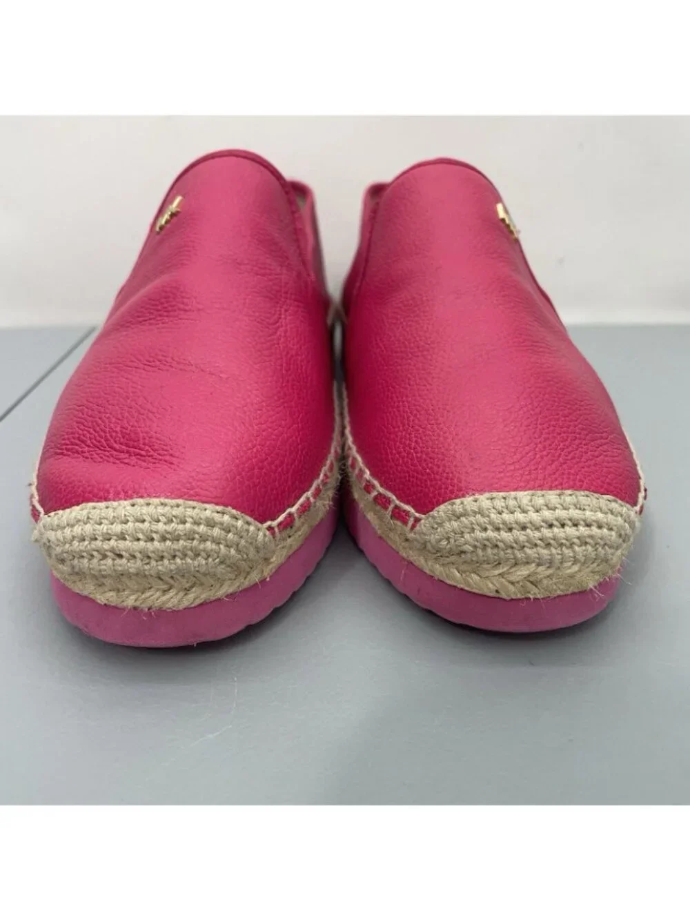Michael Kors Hastings Espadrilles Shoes Slip On Pebbled Leather Hot Pink Women 7
